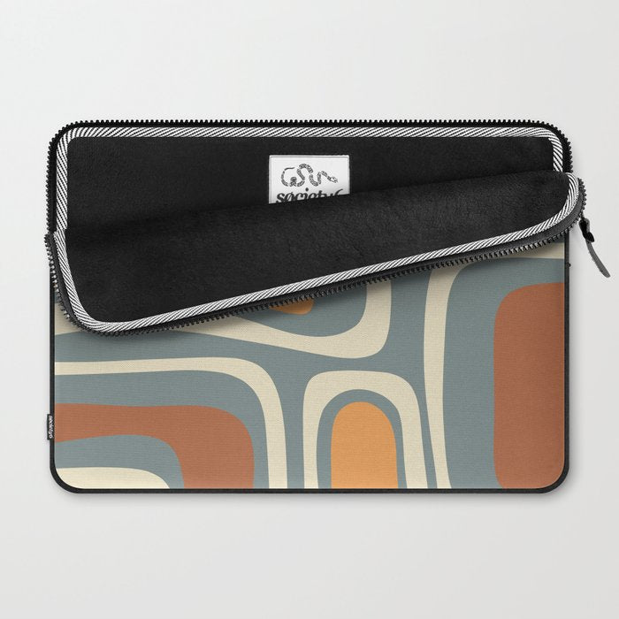 Palm Springs Retro Mid-Century Modern Abstract Pattern Slate Blue Orange Rust Cream Laptop Sleeve Gallery Image 2