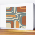 Palm Springs Retro Mid-Century Modern Abstract Pattern Slate Blue Orange Rust Cream Wall Mural Gallery Image 2