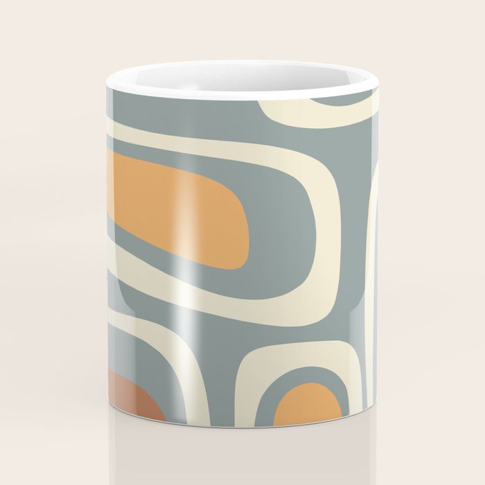 Palm Springs Retro Mid-Century Modern Abstract Pattern Slate Blue Orange Rust Cream Coffee Mug Gallery Image 4