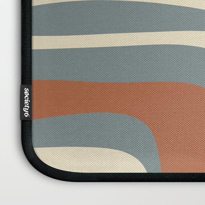 Palm Springs Retro Mid-Century Modern Abstract Pattern Slate Blue Orange Rust Cream Laptop Sleeve Gallery Image 3