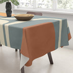Palm Springs Retro Mid-Century Modern Abstract Pattern Slate Blue Orange Rust Cream Tablecloth Gallery Image 3