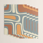 Palm Springs Retro Mid-Century Modern Abstract Pattern Slate Blue Orange Rust Cream Wrapping Paper Gallery Image 3
