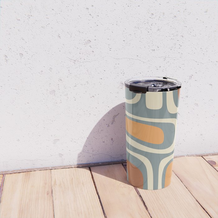 Palm Springs Retro Mid-Century Modern Abstract Pattern Slate Blue Orange Rust Cream Travel Mug Gallery Image 4