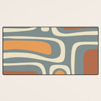 Palm Springs Retro Mid-Century Modern Abstract Pattern Slate Blue Orange Rust Cream Desk Mat Gallery Image 3