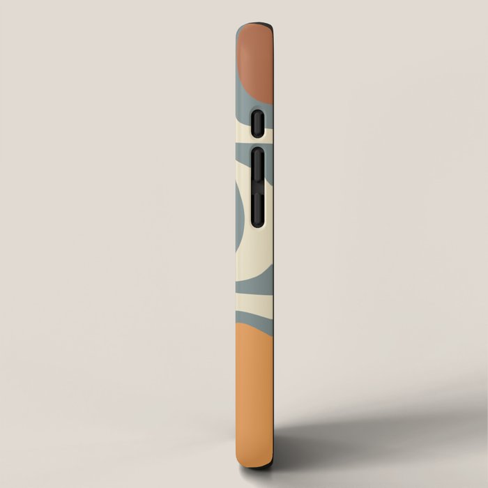 Palm Springs Retro Mid-Century Modern Abstract Pattern Slate Blue Orange Rust Cream iPhone Case Gallery Image 2