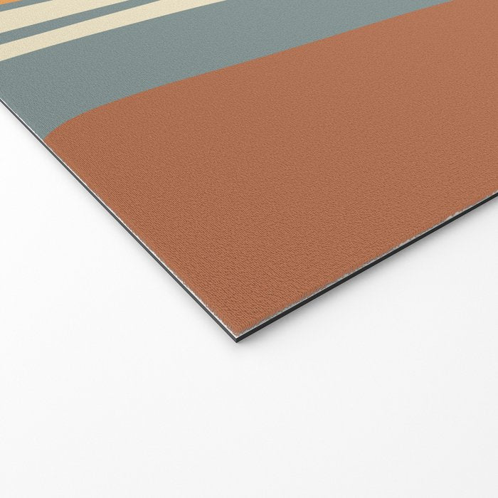 Palm Springs Retro Mid-Century Modern Abstract Pattern Slate Blue Orange Rust Cream Welcome Mat Gallery Image 2