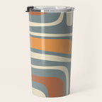 Palm Springs Retro Mid-Century Modern Abstract Pattern Slate Blue Orange Rust Cream Travel Mug Gallery Image 3