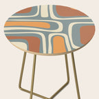 Palm Springs Retro Mid-Century Modern Abstract Pattern Slate Blue Orange Rust Cream Side Table Gallery Image 2