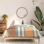 Palm Springs Retro Mid-Century Modern Abstract Pattern Slate Blue Orange Rust Cream Comforter Gallery Image 3