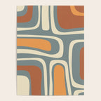 Palm Springs Retro Mid-Century Modern Abstract Pattern Slate Blue Orange Rust Cream Poster Gallery Image 4