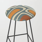 Palm Springs Retro Mid-Century Modern Abstract Pattern Slate Blue Orange Rust Cream Stool Gallery Image 2