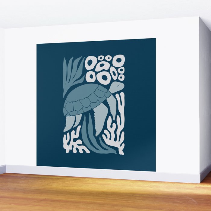 Sea Turtle Swim - Dark Wall Mural Gallery Image 2