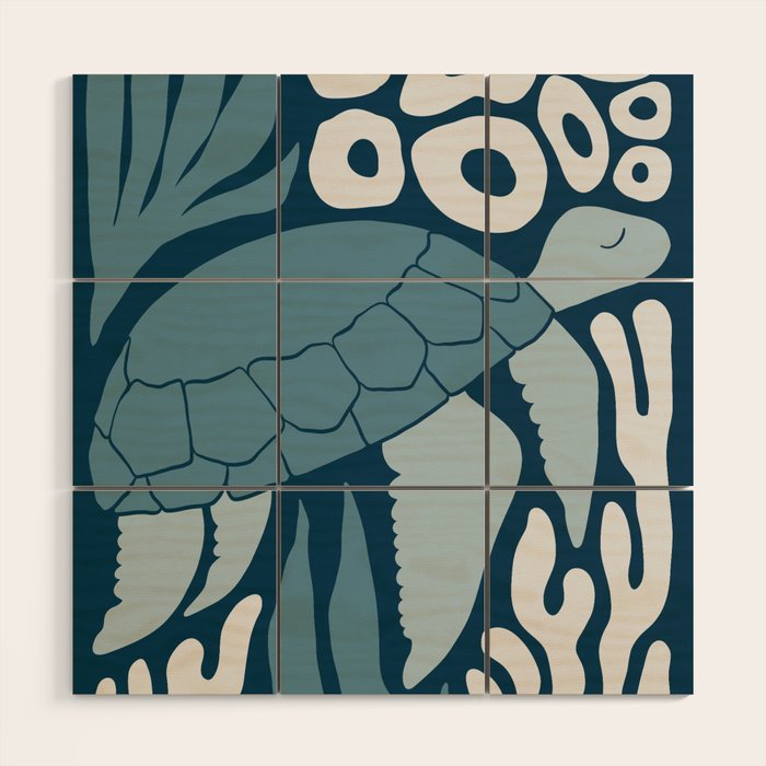 Sea Turtle Swim - Dark Wood Wall Art Gallery Image 1