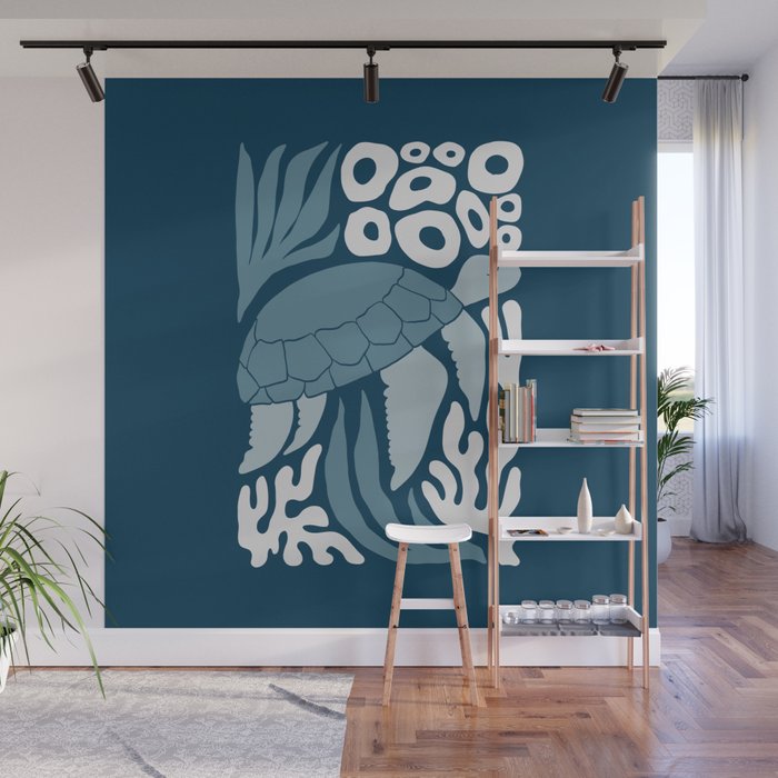 Sea Turtle Swim - Dark Wall Mural Gallery Image 1