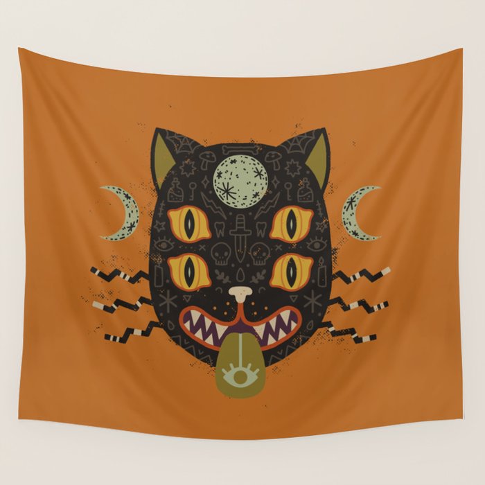 Spooky Cat Wall Tapestry Gallery Image 1