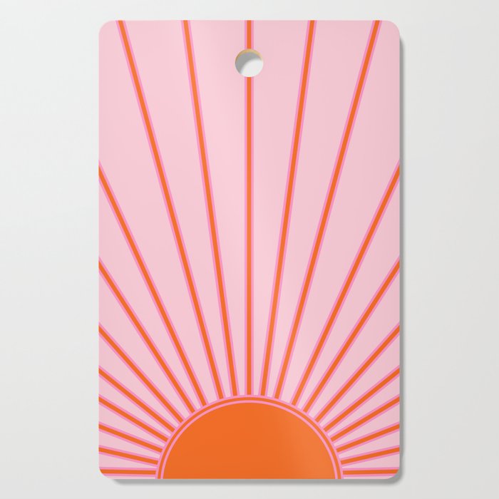 Sun Print Sunrise Sunshine Pastel Pink And Orange Retro Sun Wall Art Vintage Boho Modern Abstract Cutting Board Gallery Image 1