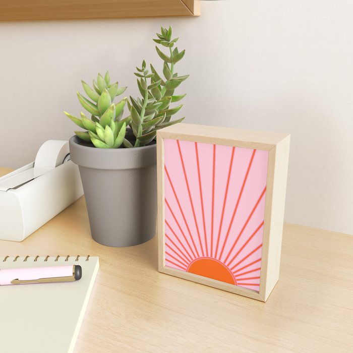 Sun Print Sunrise Sunshine Pastel Pink And Orange Retro Sun Wall Art Vintage Boho Modern Abstract Mini Art Print Gallery Image 2