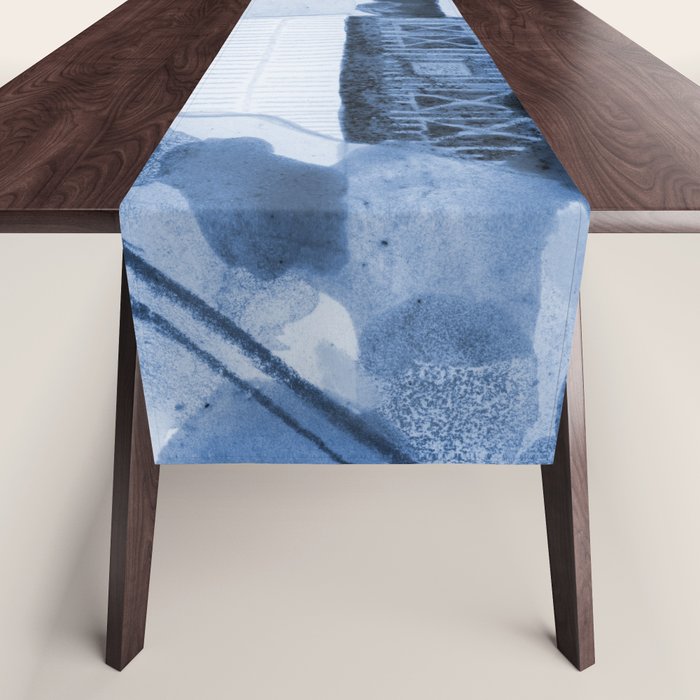 Rustic Country Barn Painting in Navy Blue Table Runner Gallery Image 1