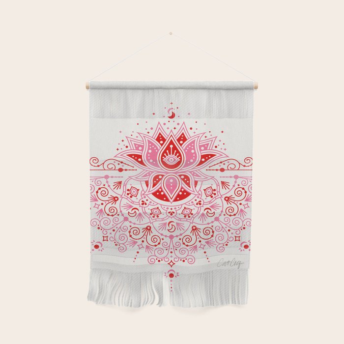 Lotus Blossom Mandala - Red & Pink Palette Wall Hanging Gallery Image 1