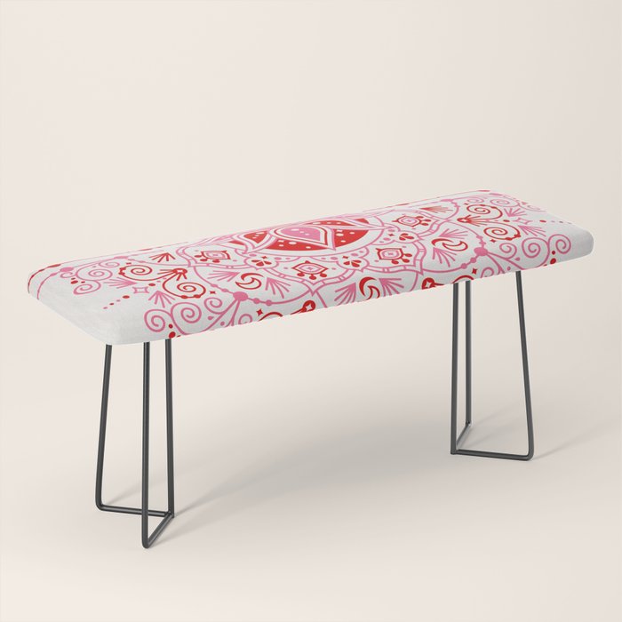 Lotus Blossom Mandala - Red & Pink Palette Bench Gallery Image 1