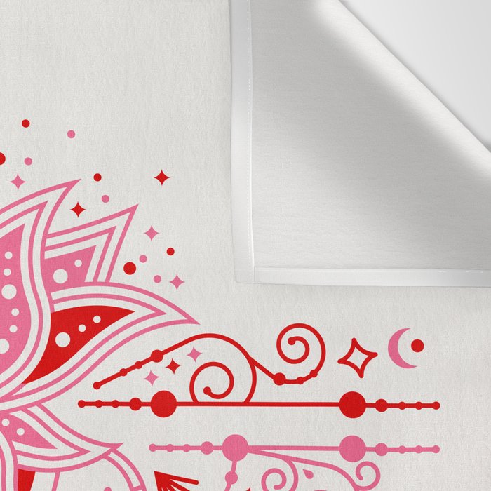 Lotus Blossom Mandala - Red & Pink Palette Wall Tapestry Gallery Image 3