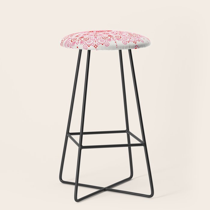 Lotus Blossom Mandala - Red & Pink Palette Stool Gallery Image 1