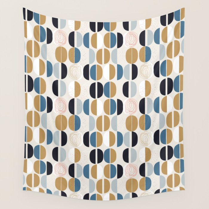 Mid century geometric pattern Wall Tapestry Gallery Image 4
