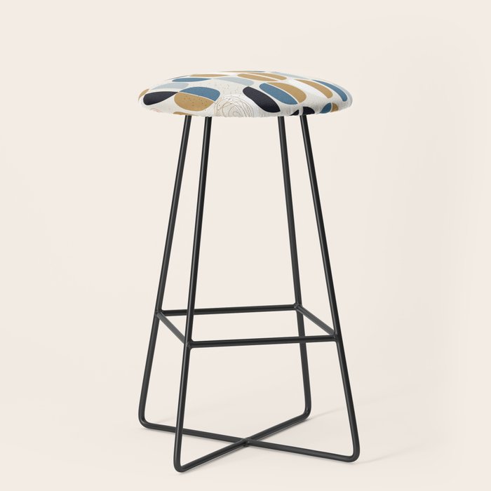 Mid century geometric pattern Stool Gallery Image 1