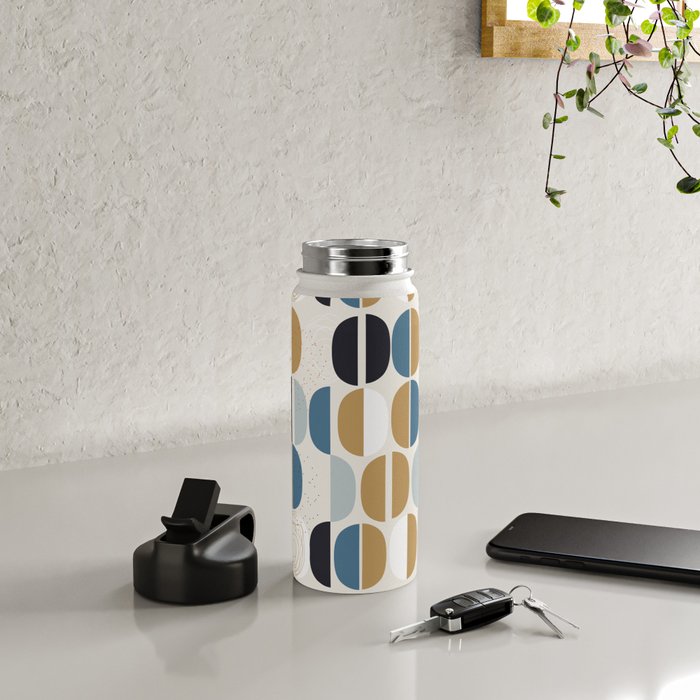 Mid century geometric pattern Water Bottle Gallery Image 4
