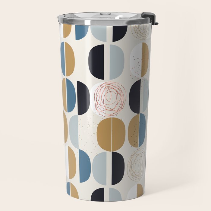 Mid century geometric pattern Travel Mug Gallery Image 2