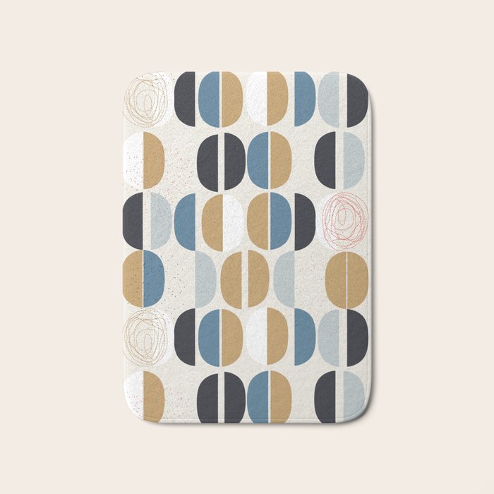Mid century geometric pattern Bath Mat Gallery Image 1