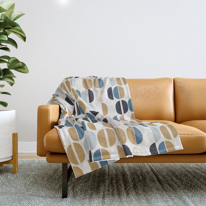 Mid century geometric pattern Throw Blanket Gallery Image 1