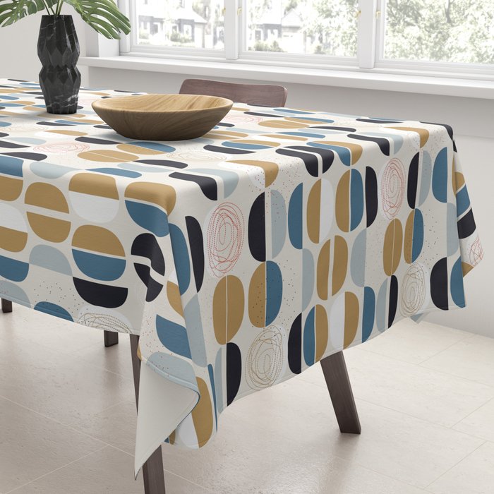 Mid century geometric pattern Tablecloth Gallery Image 3