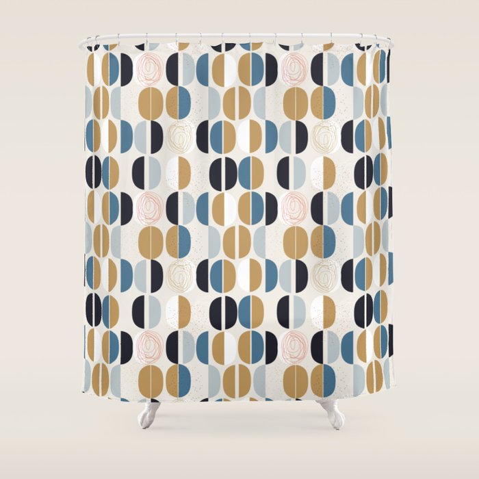 Mid century geometric pattern Shower Curtain Gallery Image 1
