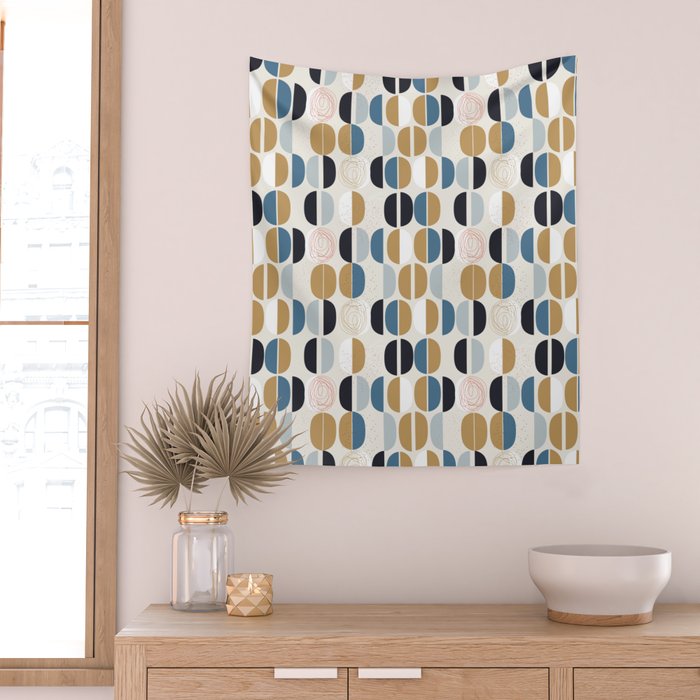 Mid century geometric pattern Wall Tapestry Gallery Image 2
