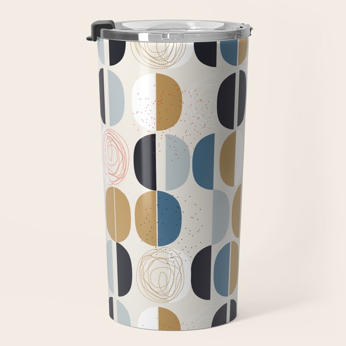 Mid century geometric pattern Travel Mug Gallery Image 3