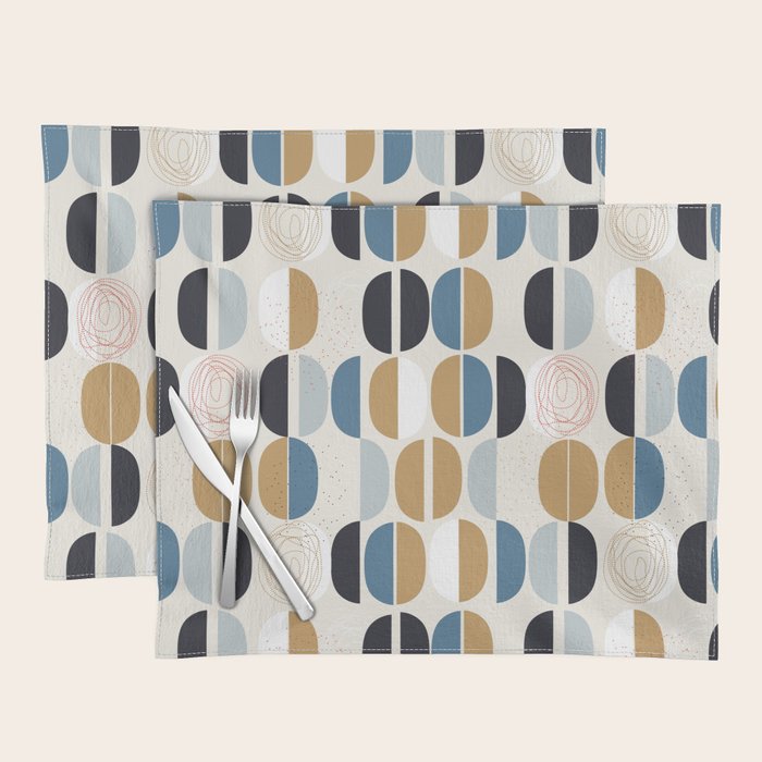 Mid century geometric pattern Placemat