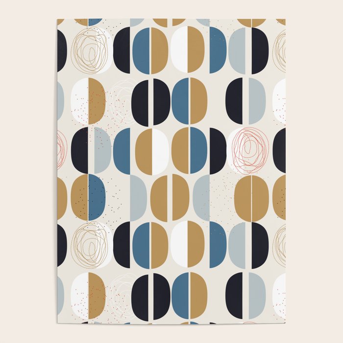 Mid century geometric pattern Poster Gallery Image 1