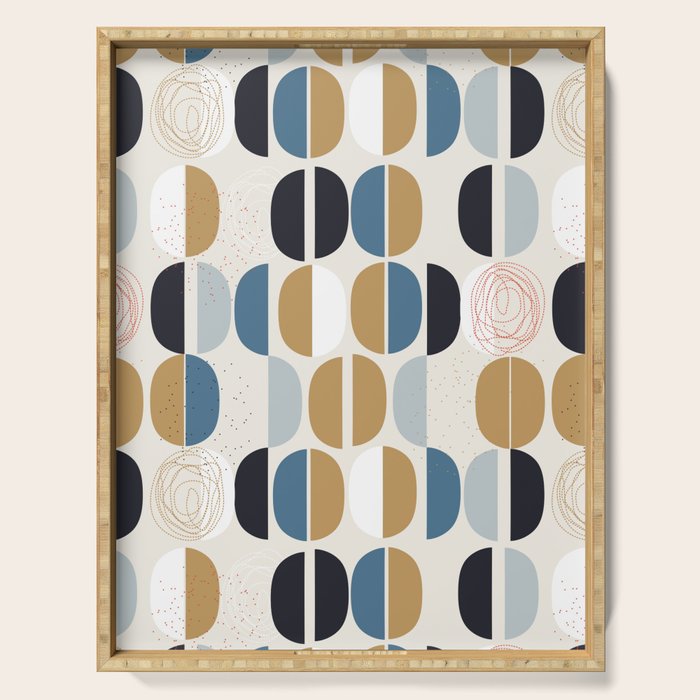 Mid century geometric pattern Serving Tray Gallery Image 1