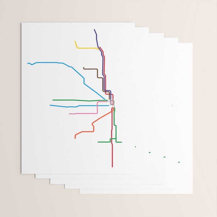 Chicago Transit Map Wrapping Paper Gallery Image 3