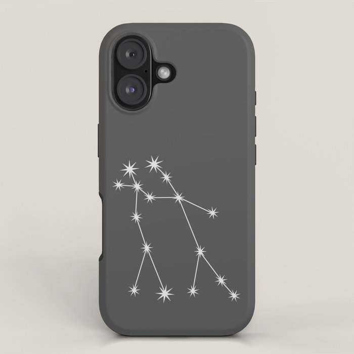 Gemini Zodiac Star Constellation Line Art Grey iPhone Case Gallery Image 1