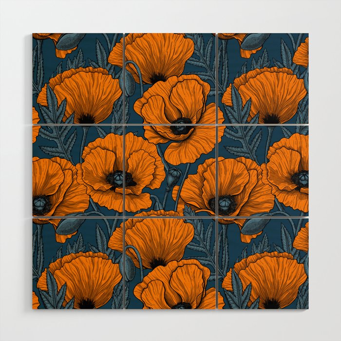 Orange poppies Wood Wall Art Gallery Image 1