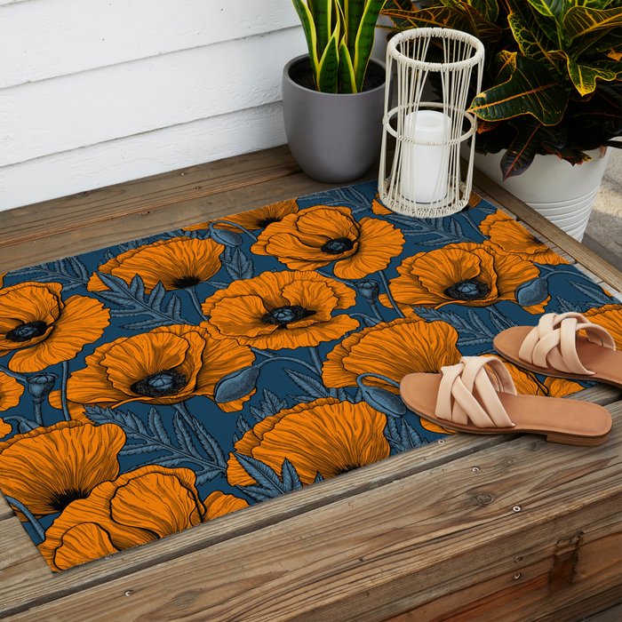 Orange poppies Outdoor Rug Gallery Image 2