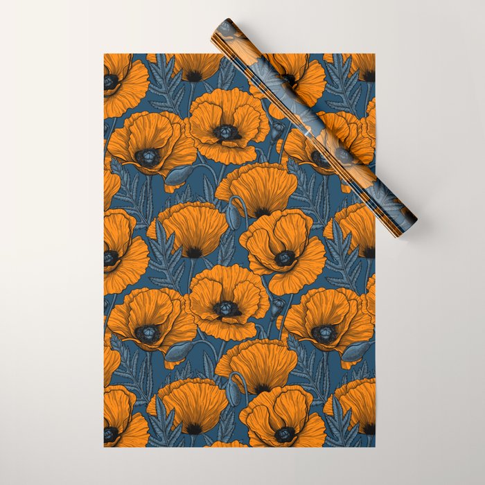 Orange poppies Wrapping Paper Gallery Image 1