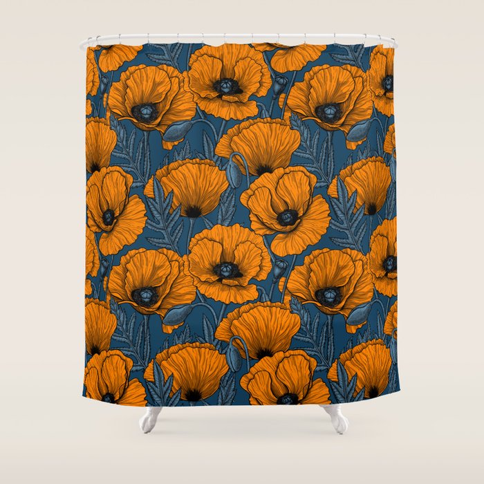 Orange poppies Shower Curtain Gallery Image 1