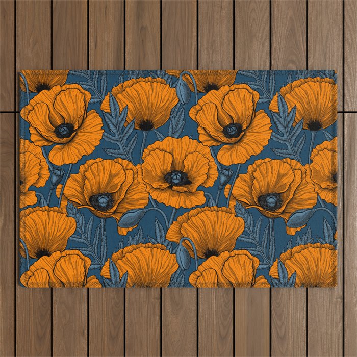 Orange poppies Outdoor Rug Gallery Image 1