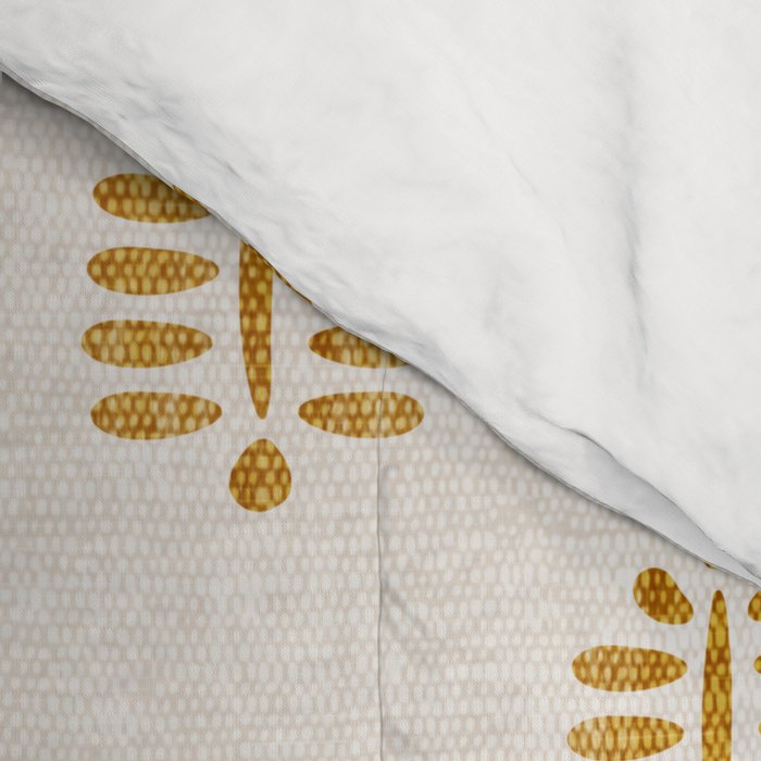 block print palm in golden on natural Comforter Gallery Image 4