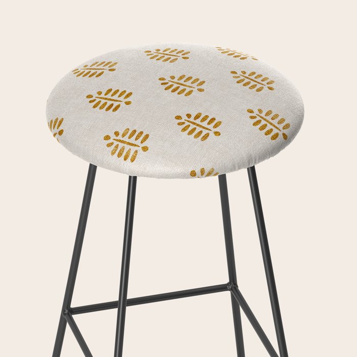 block print palm in golden on natural Stool Gallery Image 2