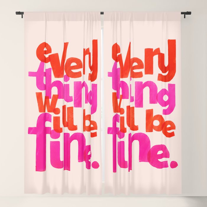 Everything Will Be Fine Typography Window Curtain Gallery Image 1