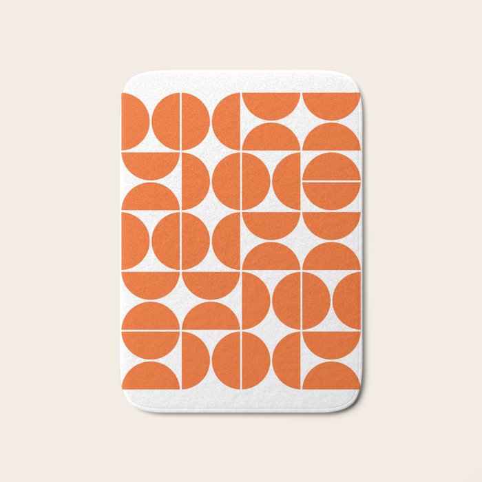 Mid Century Modern Geometric 04 Orange Bath Mat Gallery Image 1